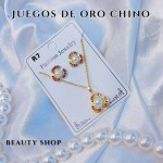 #R Juego de cadena oro chino 18&