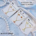 #K juego oro chino cadena 16&