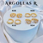 #R Argolla piedras blanco  0.8$  （un modelo por Paquete docena 8.4$）(&5) precio Neto 