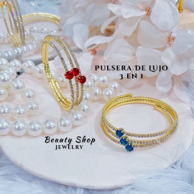 pulseras oro chino con pedreria 21&