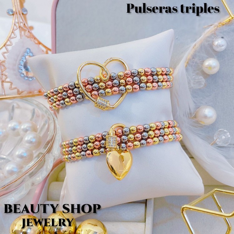 pulsera triple catier con dije 