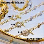 pulseras oro chino eslabon dije con balin 12.5&