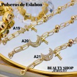 pulseras oro chino eslabon dije con balin 12.5&