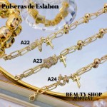 pulseras oro chino eslabon dije con balin 12.5&