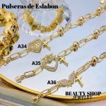 pulseras oro chino eslabon dije con balin 12.5&