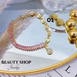 #o Pulsera De Eslabón Con Piedra oro Chino 14.50&