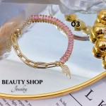 #o Pulsera De Eslabón Con Piedra oro Chino 14.50&