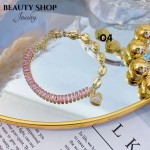 #o Pulsera De Eslabón Con Piedra oro Chino 14.50&