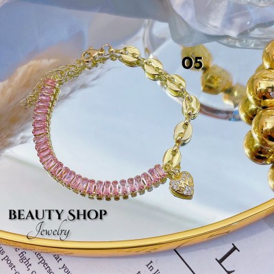 #o Pulsera De Eslabón Con Piedra oro Chino 14.50&