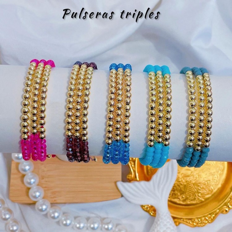 pulseras triples ajustables  15.8&