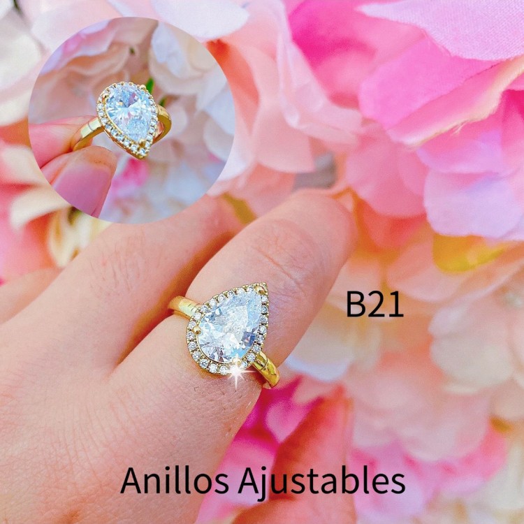 #B Anillos lujo ajustable Baño oro 18k  （&10.5）