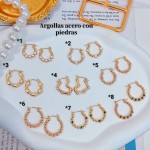 Argollas acero con piedras 11.7&