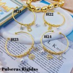 #H Pulseras Rígidas Con Dijes Oro Chino 18.5&