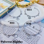 #H Pulseras Rígidas Con Dijes Oro Chino 18.5&