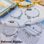 #H Pulseras Rígidas Con Dijes Oro Chino 18.5&