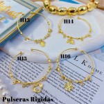 #H Pulseras Rígidas Con Dijes Oro Chino 18.5&